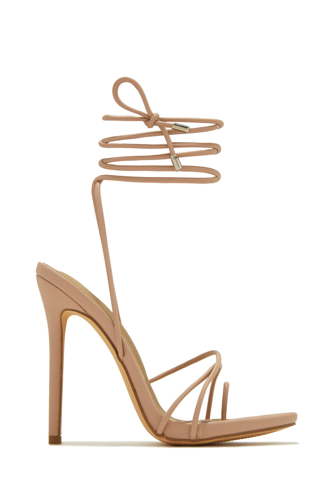 Load image into Gallery viewer, Nude Tone Lace-Up High Heels
