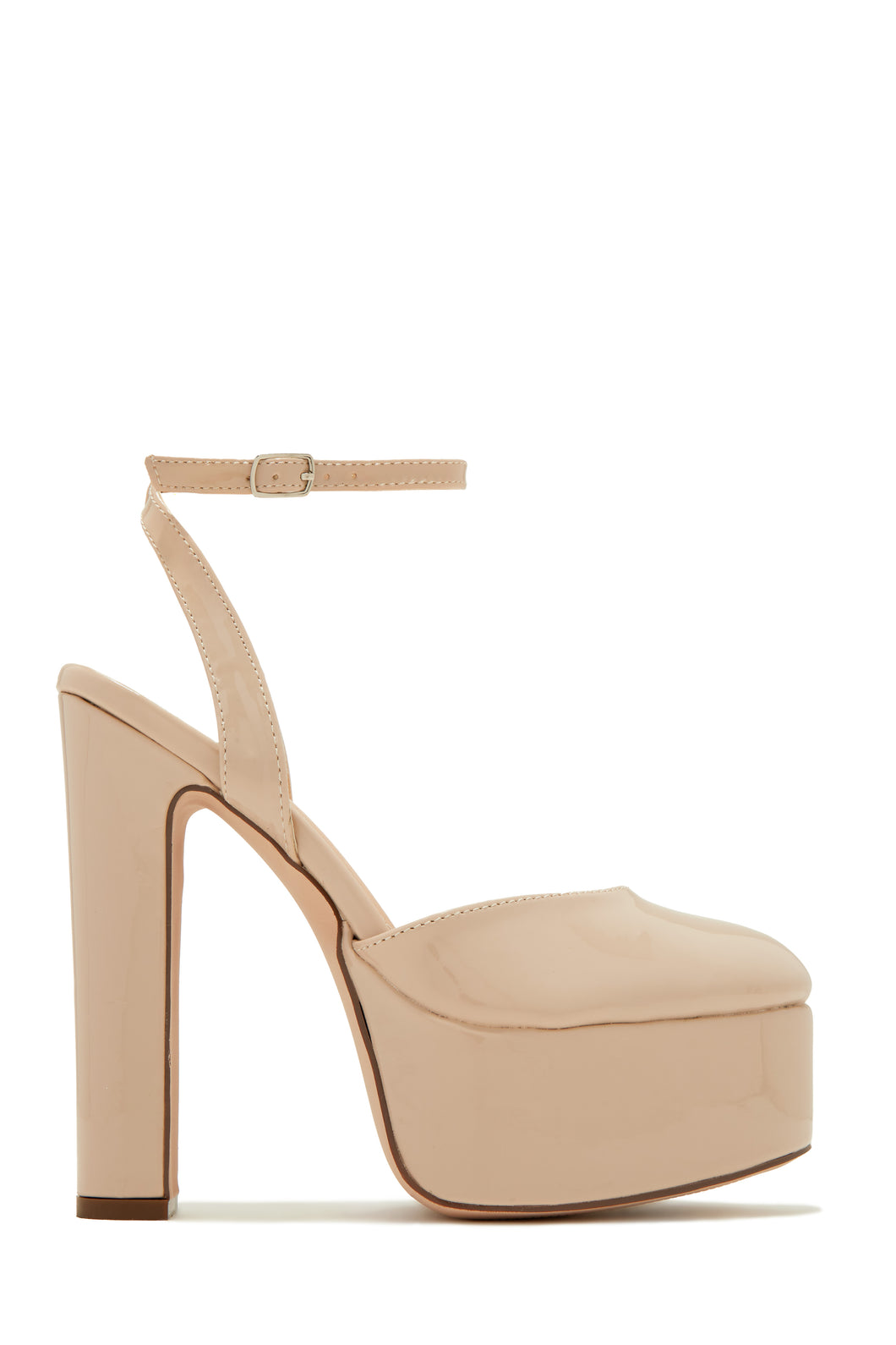 Nude Pat Platform Block High Heels