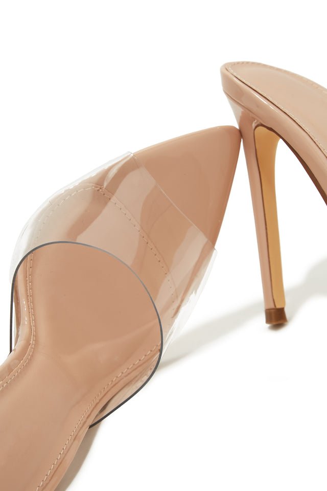 Load image into Gallery viewer, Ionic Clear Strap High Heel Mules - Nude
