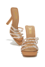 Load image into Gallery viewer, Nude Embellished Mules Heels
