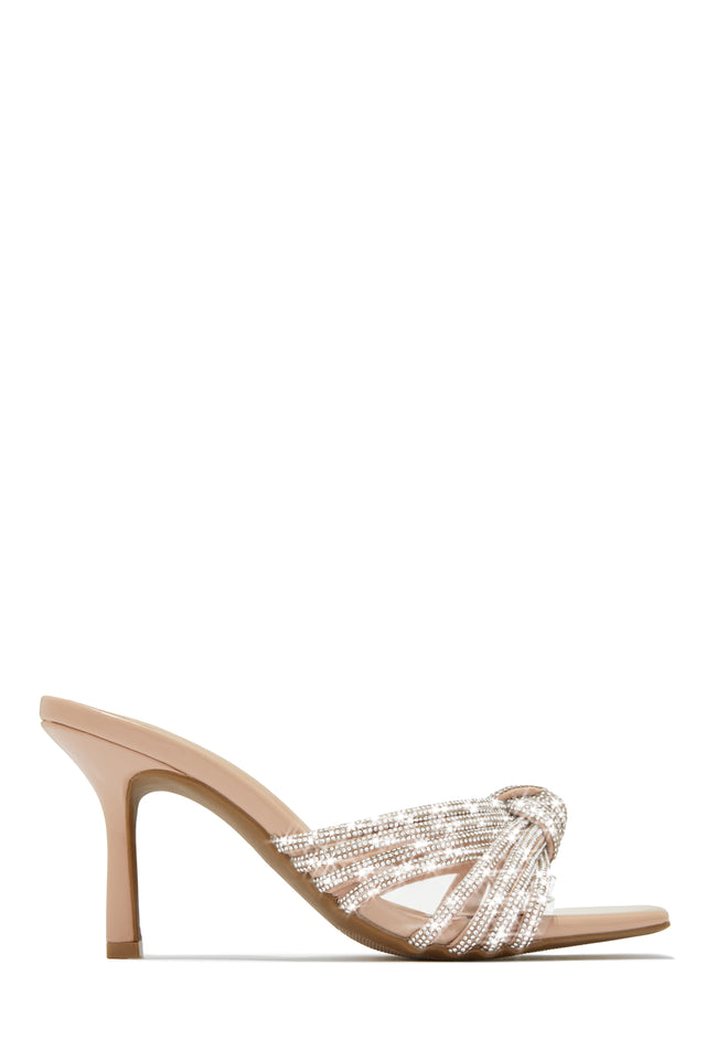 Miss Lola | Birthday Flirt Pink Embellished Mid Heel Mules