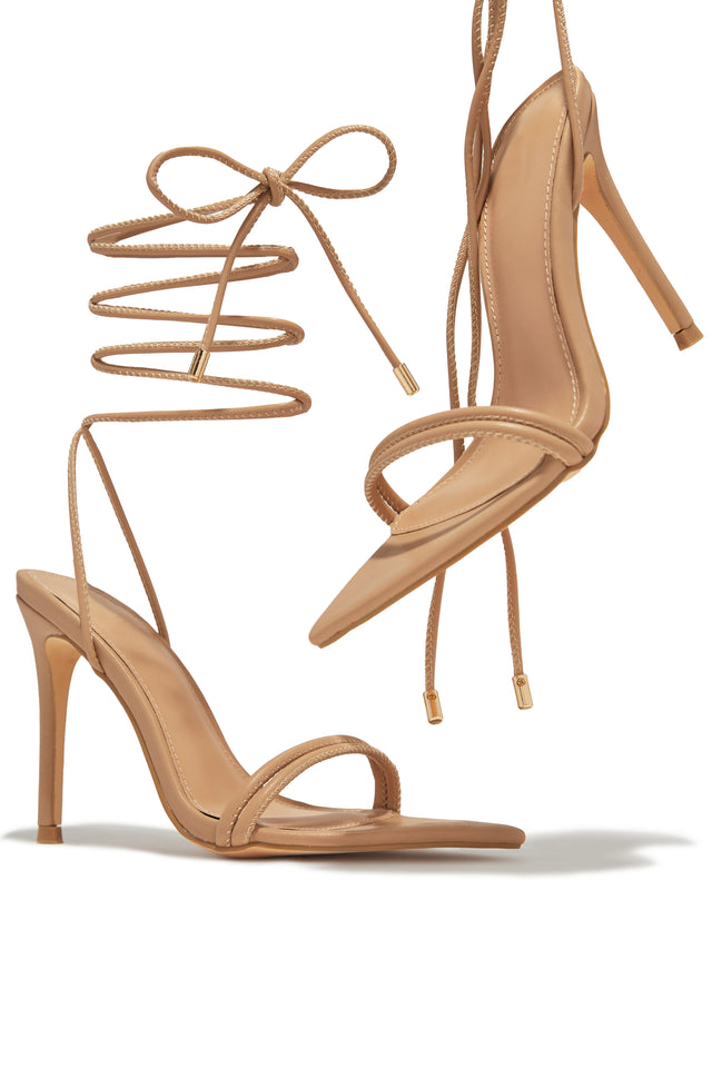 Load image into Gallery viewer, Nude Single Sole Lace Up Heels
