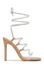 Load image into Gallery viewer, Birthday Wishes Embellished Lace Up Heels - Nude
