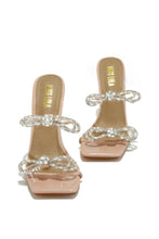 Load image into Gallery viewer, Life Is A Party Embellished High Heel Mules - Nude
