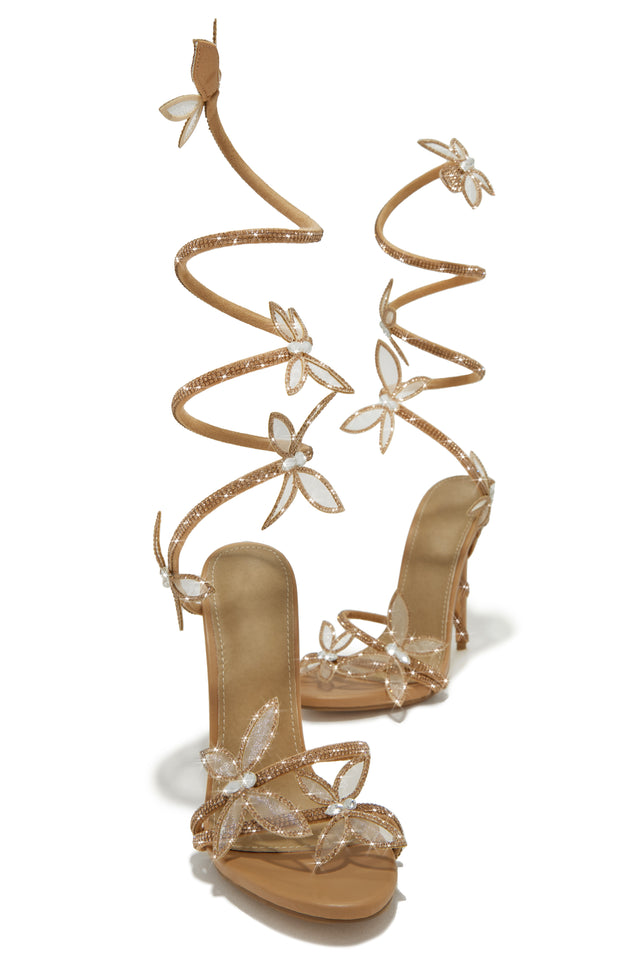 Load image into Gallery viewer, Nude Single Sole Rhinestone Heels
