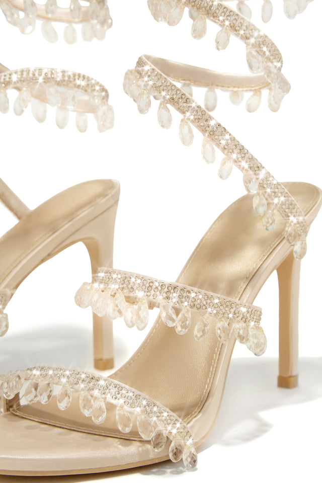 Load image into Gallery viewer, Nude Nude Single Sole Faux Satin Heels
