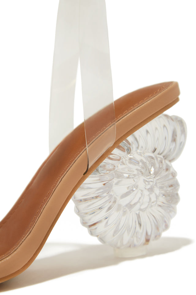 Load image into Gallery viewer, Nude Open Toe Single Sole Sea Shell Detailed Heels
