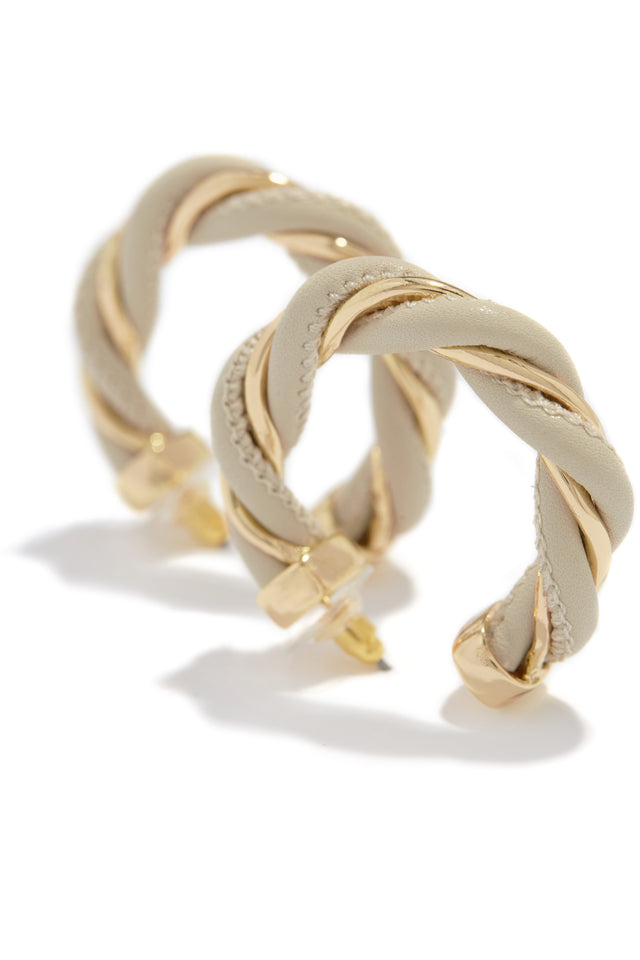 Load image into Gallery viewer, Ivory and Gold Intertwined Hoops

