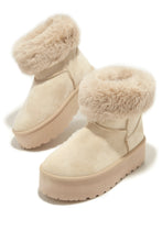 Load image into Gallery viewer, Morning Coffee Faux Fur Platform Booties - Nude
