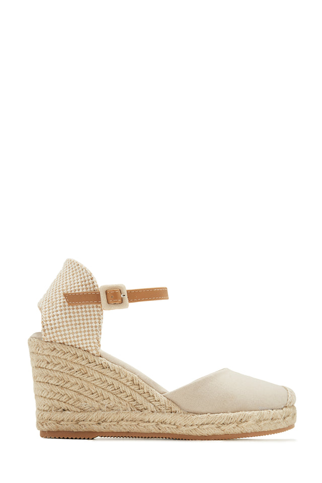 Load image into Gallery viewer, Nude Espadrille Closed Toe Wedges
