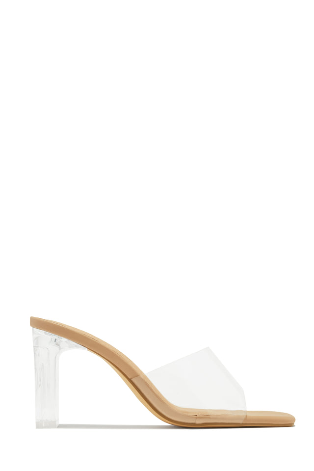 Load image into Gallery viewer, Vivian Clear Strap Mule Heels - Nude
