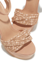 Load image into Gallery viewer, Arabella Embellished Platform Block Heels - Nude

