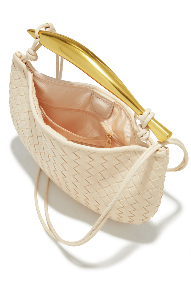 Load image into Gallery viewer, Bone Handbag with All-Around Woven Detailing
