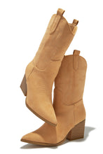 Load image into Gallery viewer, Camel Western Pointed Toe Boots
