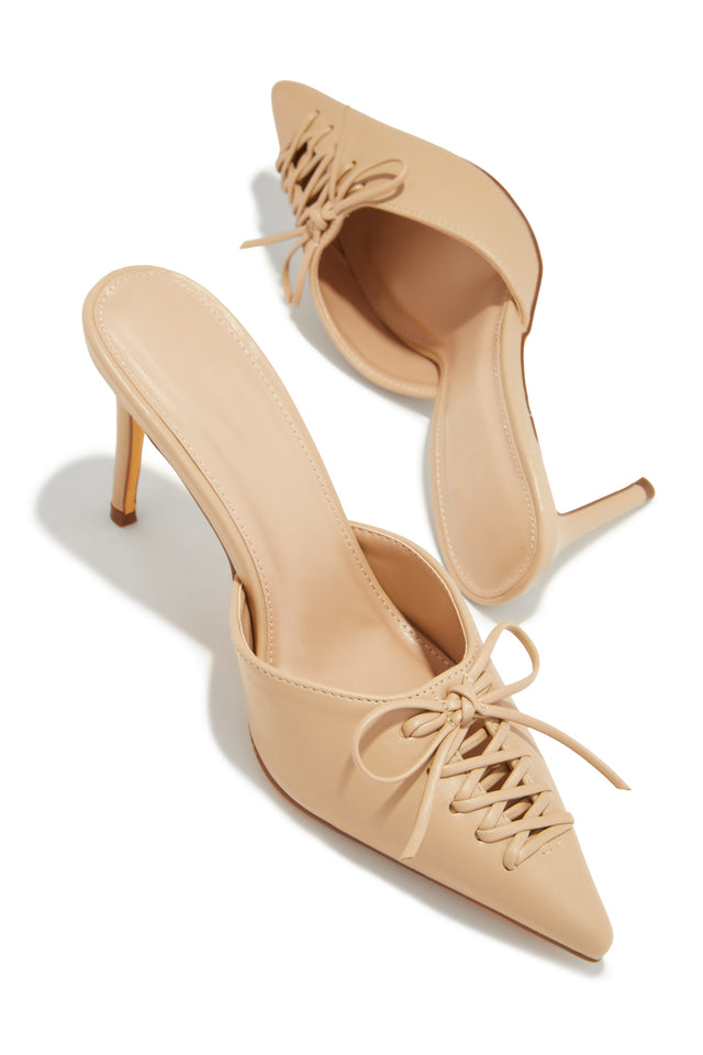 Load image into Gallery viewer, Lina Pump Heel Mules - Nude
