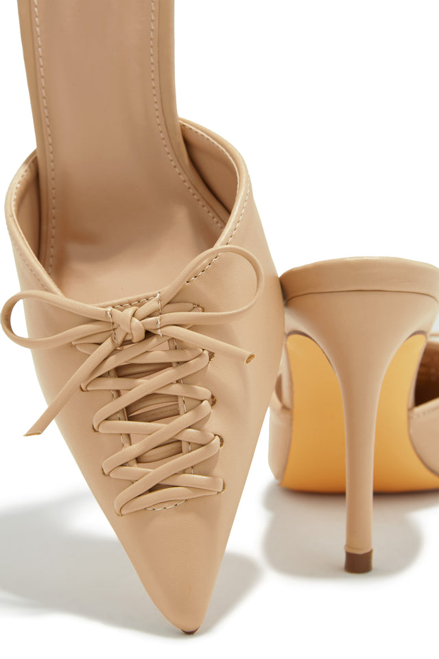 Load image into Gallery viewer, Lina Pump Heel Mules - Nude
