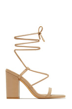 Load image into Gallery viewer, Lace Up Nude Heel
