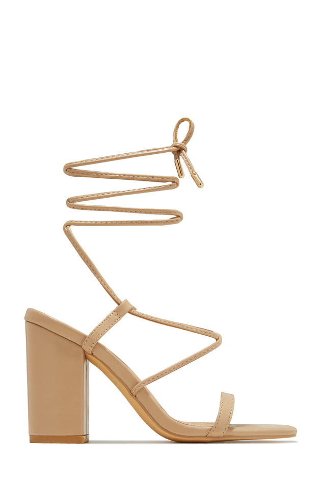 Load image into Gallery viewer, Lace Up Nude Heel
