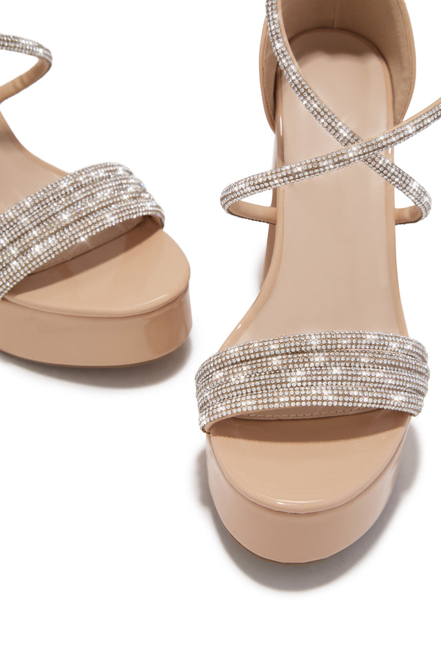 Load image into Gallery viewer, Special Nights Embellished Platform Block Heels - Nude
