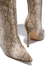 Load image into Gallery viewer, Haleigh Below The Knee Heel Boots - Nude Snake
