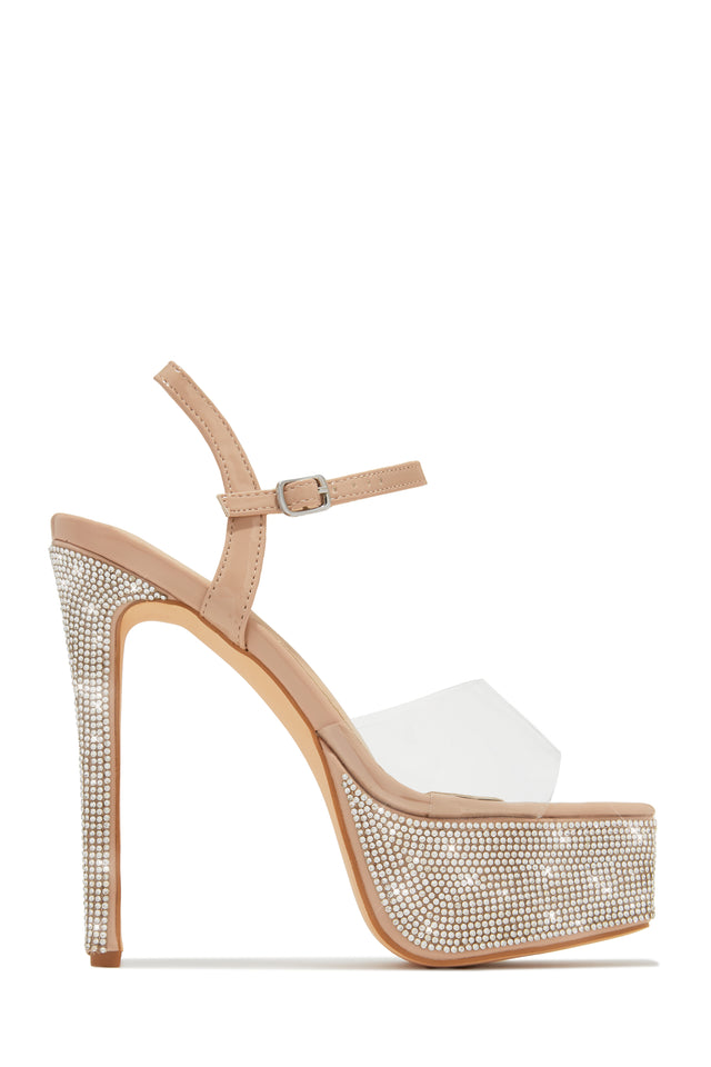 Load image into Gallery viewer, Nude Embellished Platform Heels
