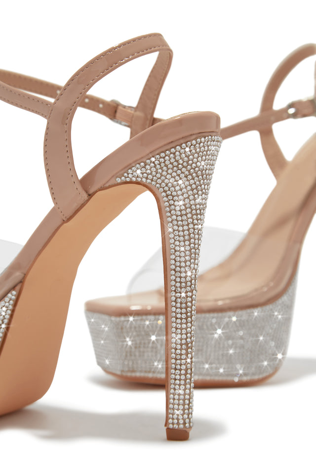 Load image into Gallery viewer, Nude Rhinestone Heels
