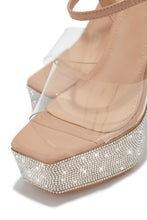 Load image into Gallery viewer, Nude Platform Embellished High Heels
