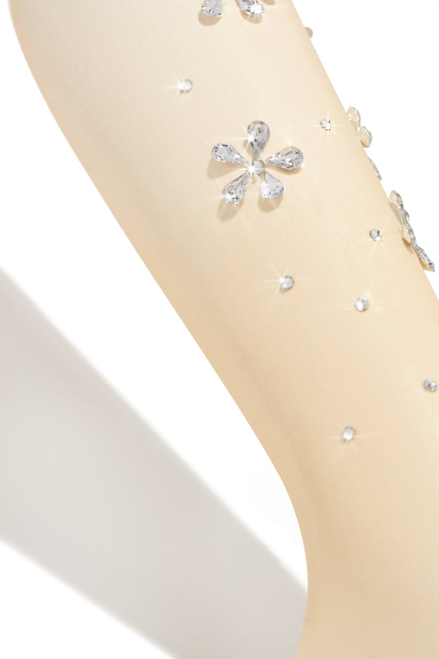 Load image into Gallery viewer, Sheer Nylon Tights with Flower Embellishments
