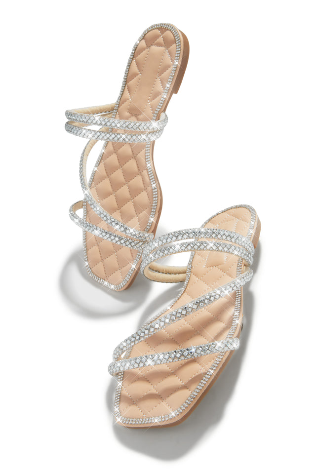 Load image into Gallery viewer, Nude Embellished Sandals
