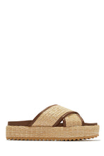 Load image into Gallery viewer, Natural Straw and Brown PU Summer Sandal
