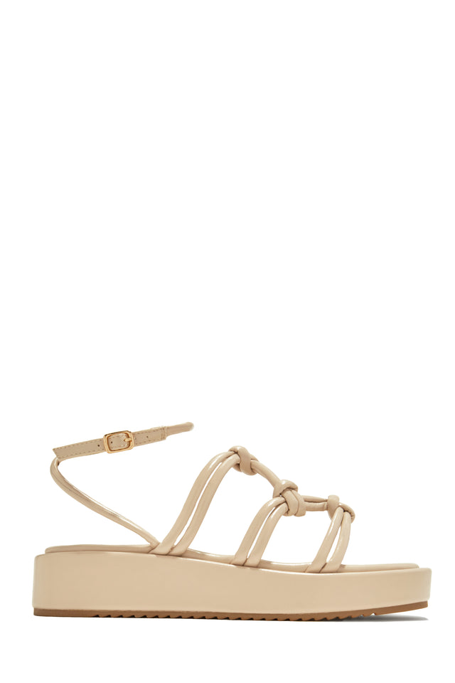 Load image into Gallery viewer, Nude Platform Strappy Flat Sandals
