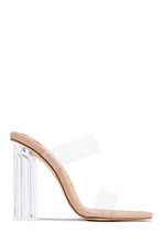 Load image into Gallery viewer, Your Next Date Clear Strap Block Heel Mules - Gold
