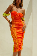 Load image into Gallery viewer, All Over Orange Ruched Dress

