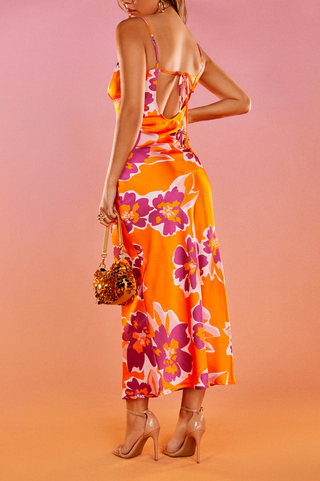 Load image into Gallery viewer, Open Back Satin Maxi Dress

