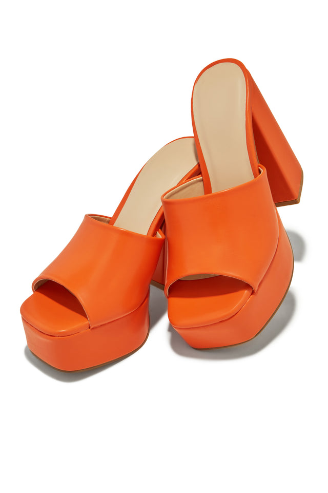 Load image into Gallery viewer, Emily Platform Block Heel Mules - Orange
