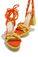 Load image into Gallery viewer, Orange Platform Heels
