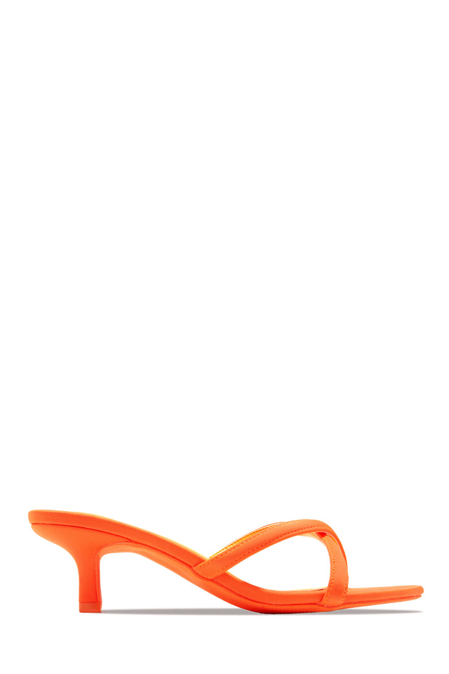 Load image into Gallery viewer, Neon Orange Slip On Mule Heel
