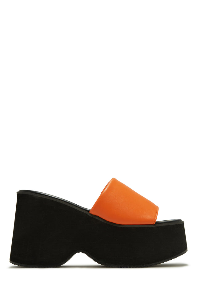 Miss Lola Francia Orange Platform Slip On Sandals MISS LOLA