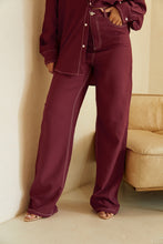 Load image into Gallery viewer, Aleza High Waist Wide Leg Pant - Burgundy
