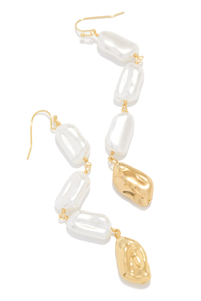 Load image into Gallery viewer, Gold and White Earrings
