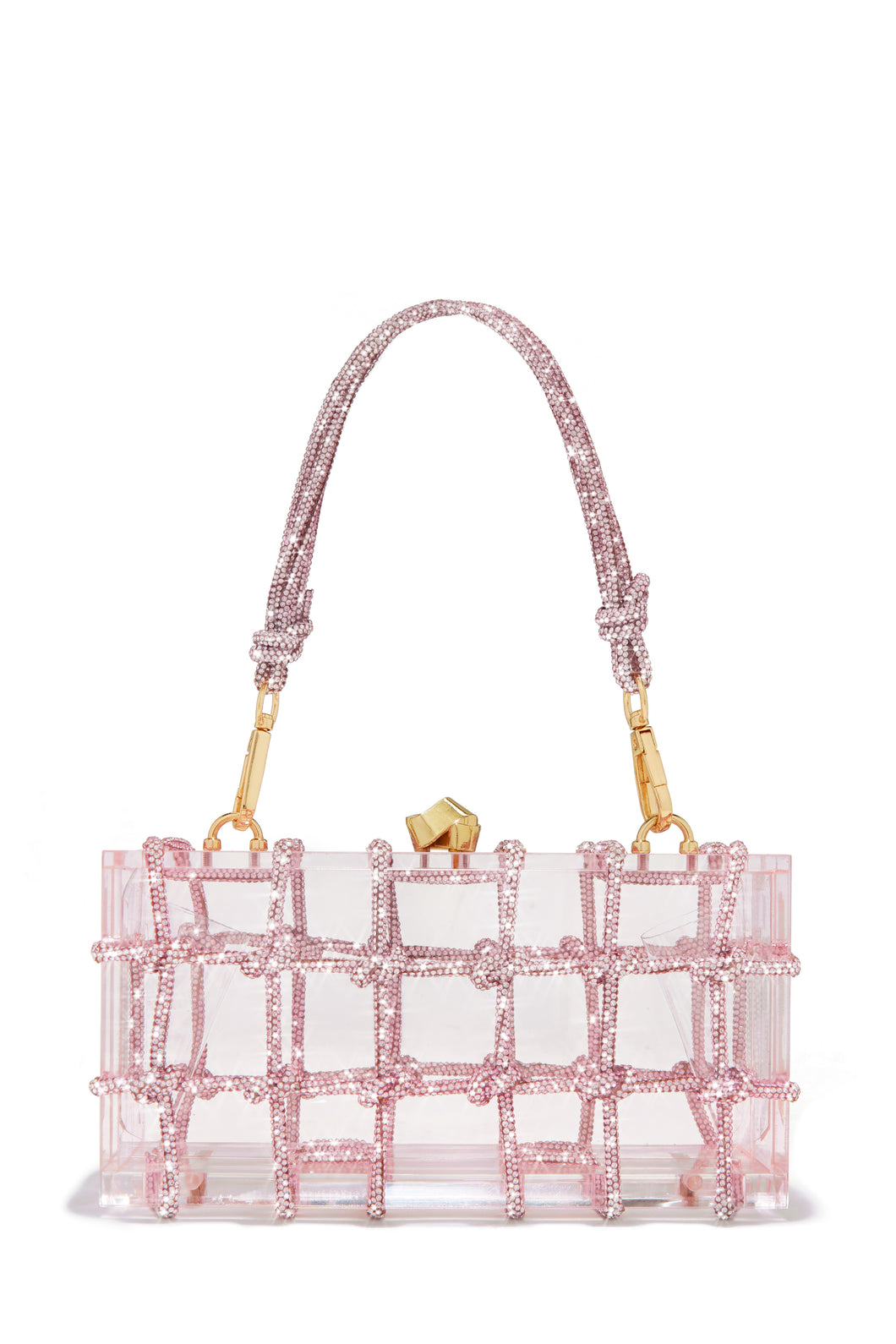 Forever Perfect Embellished Caged Clear Bag Pink