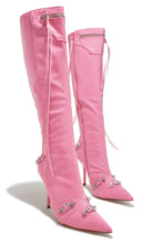 Load image into Gallery viewer, Pink Boots with Silver-Tone Hardware

