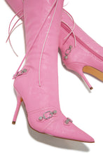 Load image into Gallery viewer, Pink Knee High Closed Pointed Toe Boots
