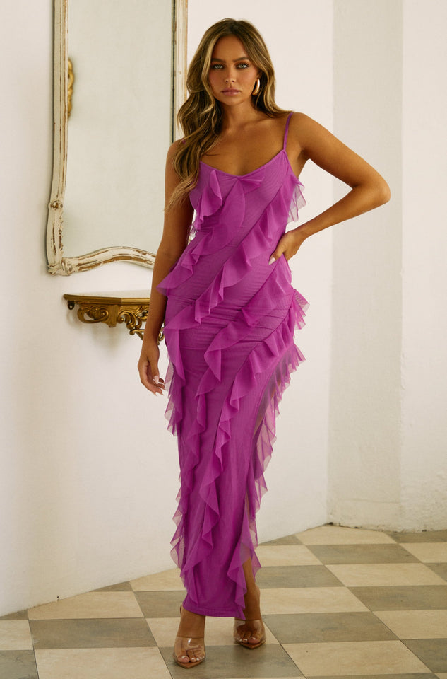 Load image into Gallery viewer, Ruffle Magenta Dress
