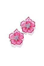 Load image into Gallery viewer, Pink Clear Flower Stud Earrings
