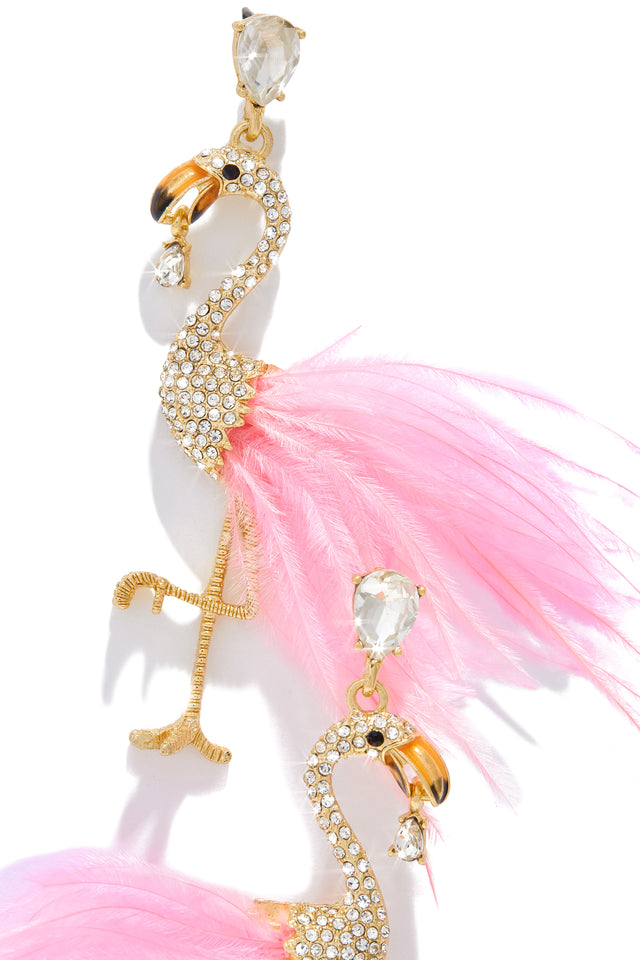 Load image into Gallery viewer, Aruba Faux Feather Flamingo Earring - Pink

