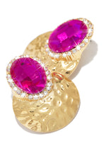 Load image into Gallery viewer, Pink and Gold-Tone Embellished Holiday Earring
