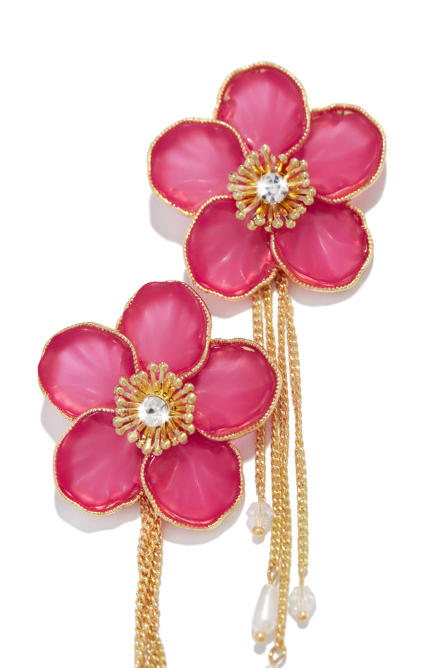 Load image into Gallery viewer, Pink Embellished Flower Earring
