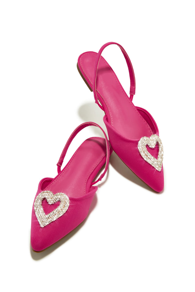Load image into Gallery viewer, Pink Pointed Toe Heart Pendant Flats
