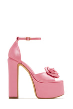 Load image into Gallery viewer, Pink Satin Platform Heels
